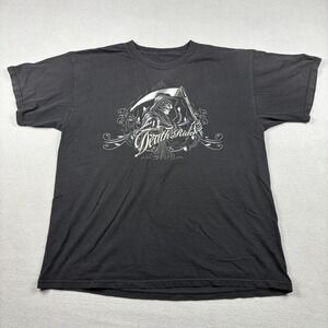 Death Rider Grim Reaper Motorcycle Graphic T-Shirt Mens Black Biker Skeleton Tee